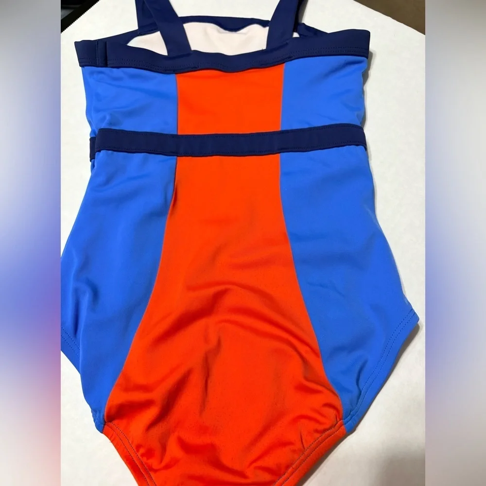 Hanna Andersson Little Girls 6-7 Color Block Blue and‎ Red One Piece Swimsuit